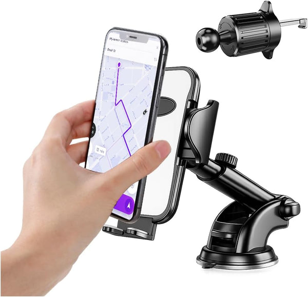Ywdiml Car Phone Holders, 360 Adjustable Suction & Clip Vehicle Dashboard Windshield Air