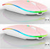 2 Pack Wireless Bluetooth Mouse - LED Dual Mode Rechargeable Silent Slim Laptop Mouse for Laptop, Desktop, Tablet (Pink)