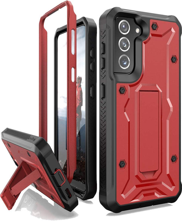 ArmadilloTek Vanguard Case for Samsung Galaxy S21 Plus, Military Grade Full-Body Rugged with Built-in Kickstand (Red)