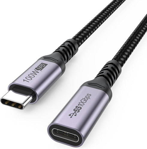 USB C Extension Cable 6.6ft, Type C Male to Female, 100W Fast Charging, 10Gbps Transfer, Compatible with Laptop,