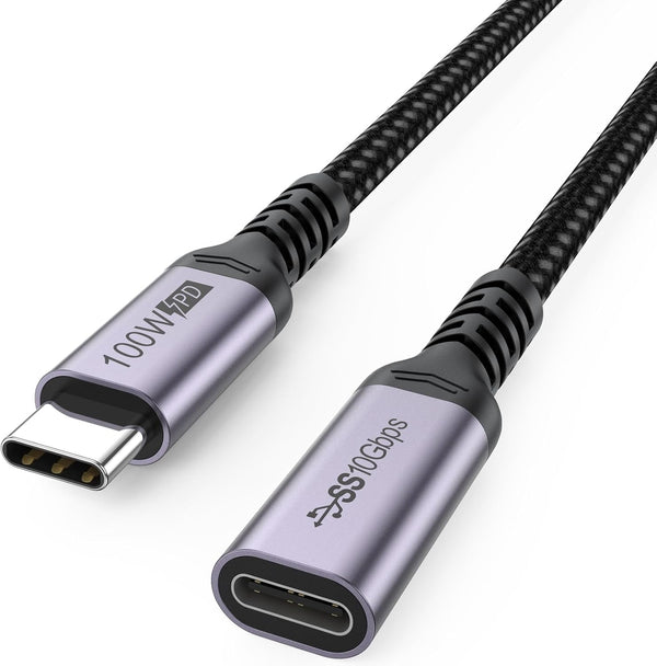 USB C Extension Cable 6.6ft, Type C Male to Female, 100W Fast Charging, 10Gbps Transfer, Compatible with Laptop,