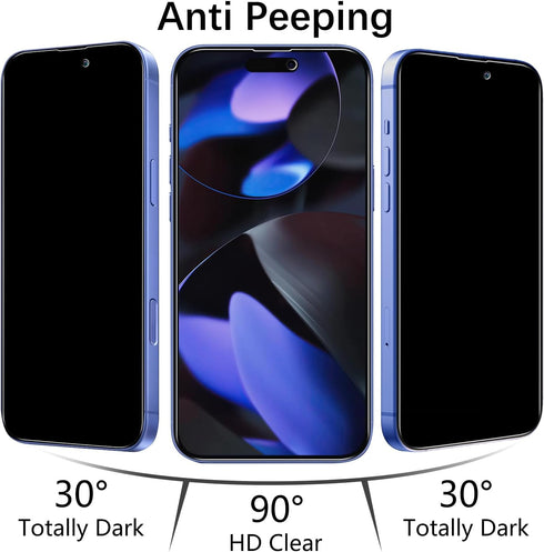 [2-Pack 16 MAYtobe Privacy Screen Protector Designed for iPhone Tempered Glass, Anti Spy, No Bubbles, Anti Scratch