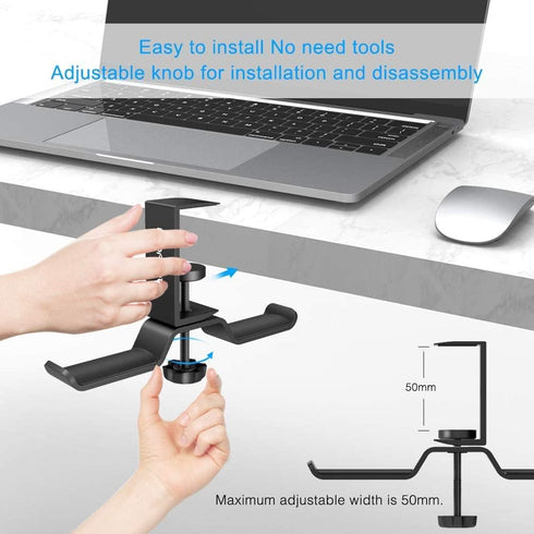 aceyoon Headphone Stand, Under Desk Hanger, Dual Headset Holder, Table Hook for Bag/Backpack/Gaming Headphone, 360