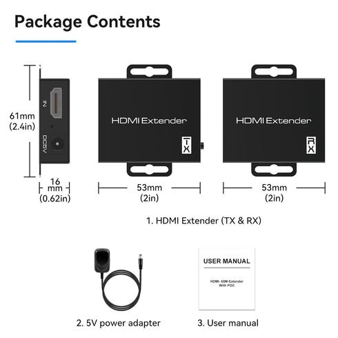 HDMI Extender Over Ethernet Cat5e/6 Adapter Converter Repeater Balun Transmitter Receiver Power Over Cat, Supports Full