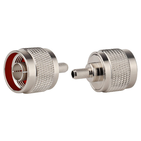 N Male Plug Crimp Coax Connector Adapter for RG58 LMR195 KSR195 RG400 3D-FB Cable (10 Pack)