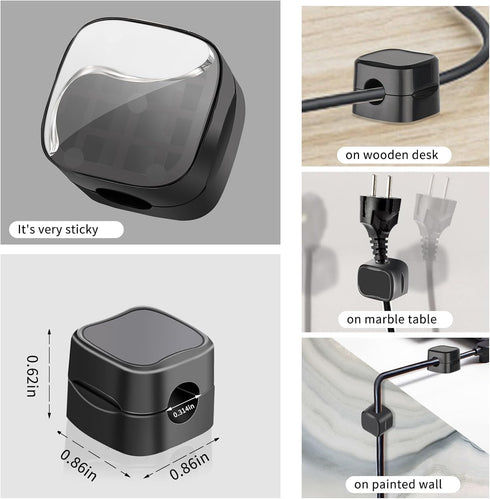 6 Pack Magnetic Cable Clip, Under Desk Cable Management, Adhesive Cord Clip Storage Box for Home Desk Phone Car Wall