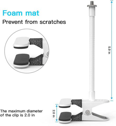 Flexible Twist Clamp Mount for R-ing Pan Tilt Camera, No Tools or Wall Damage Required (1 Pack, White)