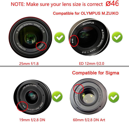 46mm Lens Cap Compatible for Nikon Z50 kit NIKKOR Z DX 16-50mm Lens, Panasonic Lumix G9 G7 kit Lumix G Vario 14-42mm