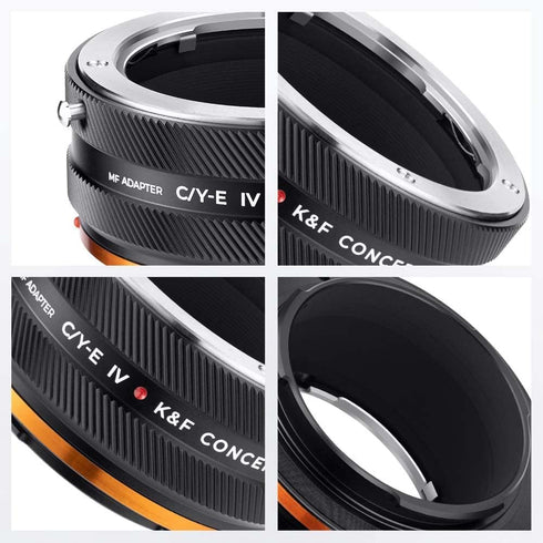 K&F Concept IV PRO C/Y-NEX Lens Mount Adapter, Manual Focus Compatible with Contax/Yashica SLR Lens to Sony-E NEX Mount