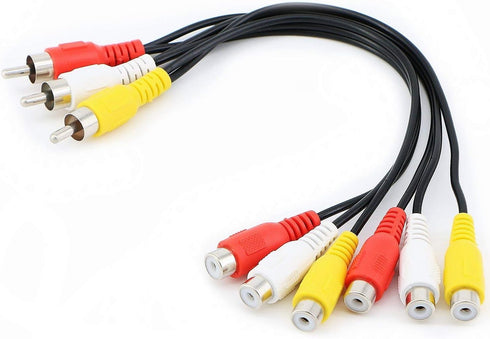 Oiyagai 1Pc RCA Cable, 3 RCA Male Jack to 6 RCA Female Plug Splitter Audio Video Adapter Cable, 10 inches