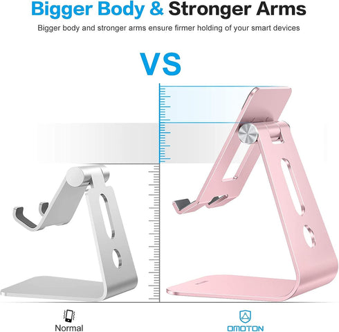 OMOTON Adjustable Tablet Stand for Desk, T2 Tablet Holder with Longer Arms for iPad Pro/Air/Mini, Rose Gold