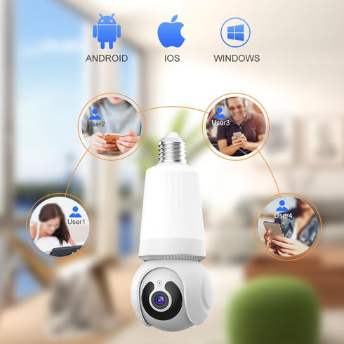 Light Bulb Security Camera WiFi Indoor/Outdoor with AI Human Detection, Live View, 2-Way Audio, V380 PRO