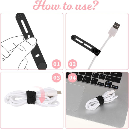 Molain 20Pcs Reusable Cable Ties, Adjustable Silicone Multifunctional Straps for Wire Organizer, Travel Accessories