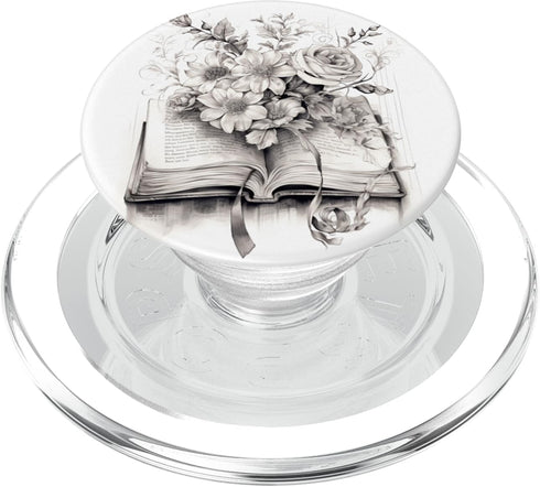 Cute Book Lover Reading Bookworm Botanical Books and Flowers Reading Book Lover Floral PopSockets MagSafe PopGrip for iPhone