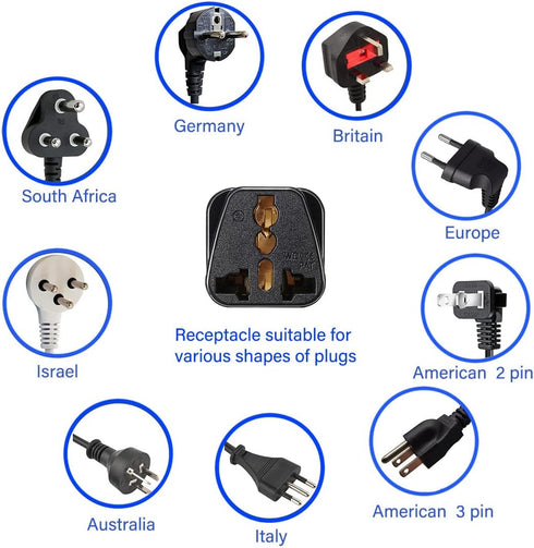 TEWOXIN 5PCS 2 1-15P Outlet,10A 250V UK Australia to USA Travel Adapter Plug,Type A US Power Converter with Prong