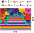Mexican Theme Party Striped Backdrop - Fiesta Cinco De Mayo Paper Flowers Background for Cake Table Decor