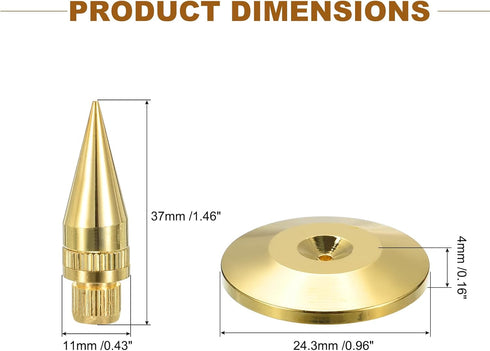 MECCANIXITY 4pcs Gold Speaker Spike Kit Shockproof Adjustable Copper Speaker Spike Isolation with Speaker Spikes Pads Mat for Subwoofer CD DVD Audio Amplifier Recorder
