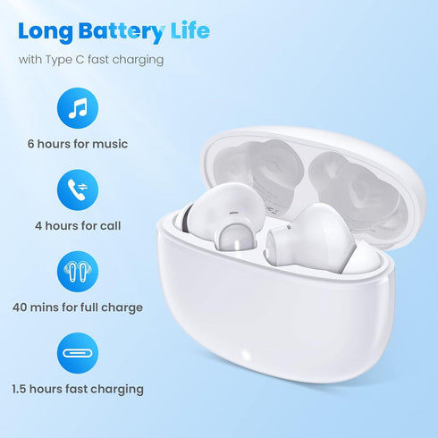 Wireless Earbuds, Bluetooth 5.2 Headphones for Google Pixel 8 8A 7 Pro 7A 6 A, Noise Canceling with Mic, Touch Control,
