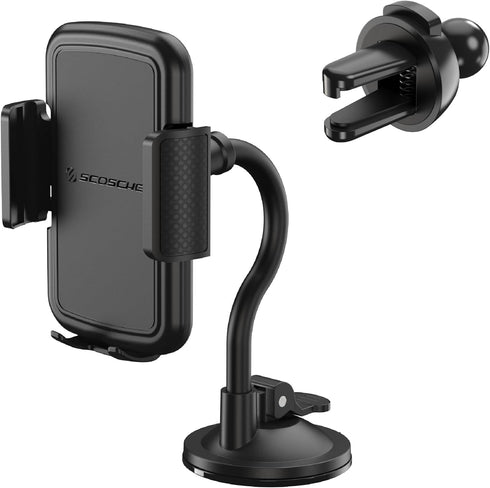 Scosche SUHVWDL2 4-in-1 Universal Phone Mount, Car Air Vent/Dashboard/Console/Windshield Holder, Compatible with iPhone