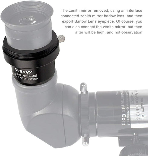 SVBONY 2X Barlow Lens, 1.25 inch with Multi Coated Broadband Green Film, Telescope Accessories with M42 Thread