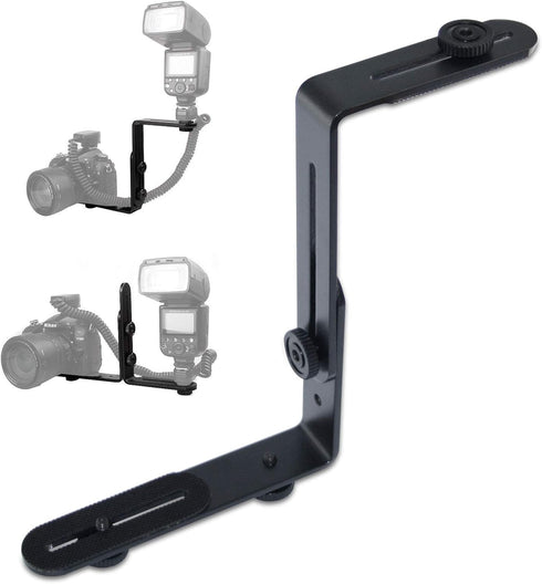 EXMAX Metal Aluminum Alloy L-Shape Camera Flash Bracket Flashlight Camera Holder Mount