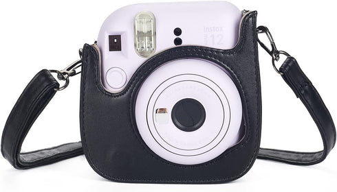 Phetium Instant Mini 12 Camera Protective Case for Instax Mini 12 11, PU Leather Bag with Pocket and Adjustable Strap -