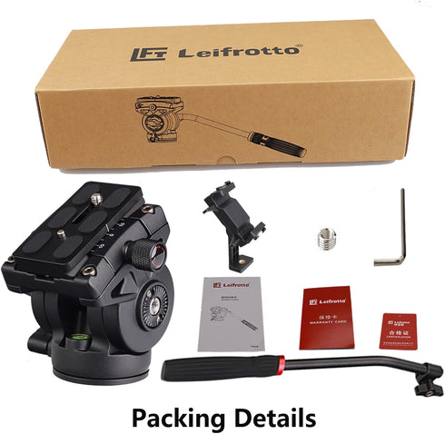 VS05K Tripod Fluid Head with 1/4" Arca QR Plate, Max Load 11 lbs for Video and DSLR Cameras, 3/8 to 1/4 Inch Screws