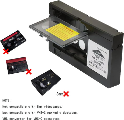 BECBOLDF Cassette Cassette 8mm Hi8 4 VHS-C Adapter Compatible with VHS-C SVHS Camcorders Motorized VHS Converter Not