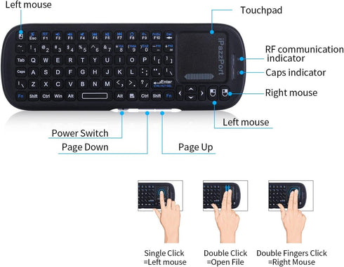 iPazzPort 2.4G Mini Wireless Keyboard with Touchpad Mouse Combo, Lightweight Portable Keyboard Controller, Compatible with Android TV Box/PC/Tablets/PS4/Raspberry Pi 3/HTPC KP-810-19S by iPazzPort