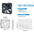 DC Cooling Fan, Brushless Computer Fan Case, 5 Inch Ball Bearing Exhaust Fan 12025 120mmx120mm x25mm (DC12V 0.33A)