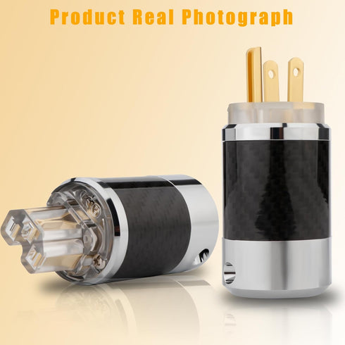 Monosaudio Audio Power Plug Black Carbon Fiber, Transparent Aluminum Shell, 10A/250V Power Connector for DIY Audiophile
