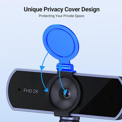 UGREEN 2K 1080P Webcam for PC Ultra HD Computer Webcam with Microphone, PC Camera with Privacy Cover, USB Web Camera