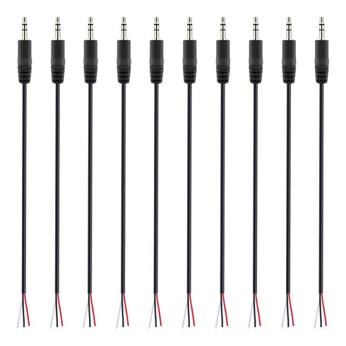 Fancasee 10 Pack 3.5mm Male Plug to Bare Wire TRS 3 Pole Stereo Audio Cable for Headphone Repair