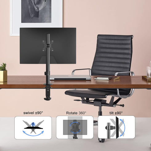 Pholiten Single Monitor Arm, Single Monitor Desk Mount, Adjustable Arm Holds Screen Up to 22lbs, 100x100 Vesa Monitor