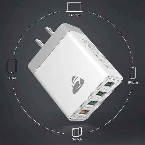 Aioneus 40W 4-Port USB Wall Charger, Fast Charging Block for iPhone 15, Samsung, Android Phones