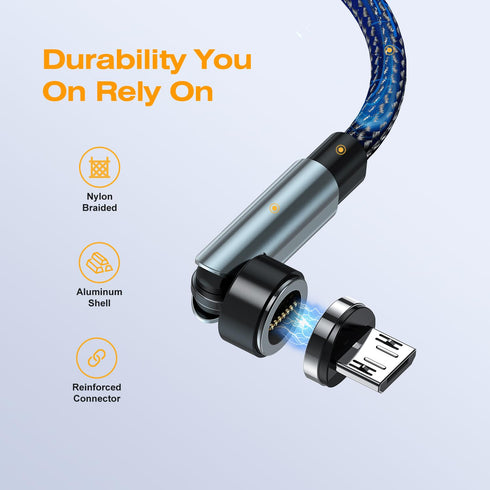 7-Pin Magnetic Charging Cable 2Pcs, 360 Rotating 3 in 1 USB C Magnetic Phone Charger, 3A Fast Charging for