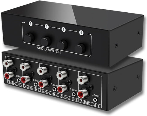FlyroadUp 3.5mm Aux + RCA L/R Bi-Directional Stereo Audio Switch 4 in 1