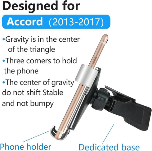 Car Phone Holder for Honda Accord 2013-2017 and Accord Hybrid 2014-2017, Best Cell Phones Mount Cellphone Mobile Cradle