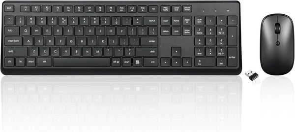 Perixx PERIDUO-716, Wireless Standard Keyboard and Optical Mouse Combo Set - Black