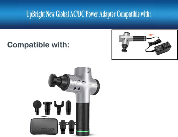 UpBright 24V AC/DC Adapter Compatible with TOLOCO EM26 T11 Pro Massage Gun Upgraded Handheld Muscle Massager