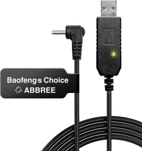 BaoFeng 2.5mm USB Charger Cable with Indicator Light for UV-5R, AR-152, UV-82, 3800mAh Battery (1)
