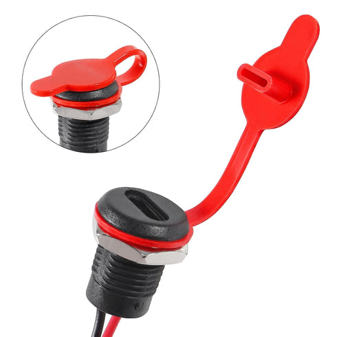5Pcs 2Pin Charging Socket Female Mount Connector, USB Type-C Port Charging Interface with Waterproof Cover Cap