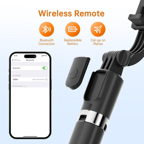 scev 67" 360 All-in-1 Selfie Stick Tripod, Portable Cell Phone Tripod with Wireless Remote Control, Rotating Extendable