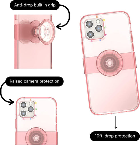 PopSockets iPhone 12/12 Pro Case with Repositionable Slide Grip, Compatible with MagSafe - Peachy