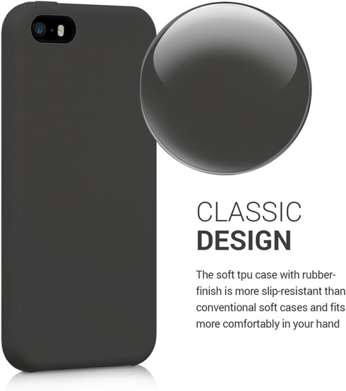 kwmobile Case for Apple iPhone SE (1.Gen 2016) / iPhone 5 / iPhone 5S - TPU Silicone Phone Cover, Black Matte