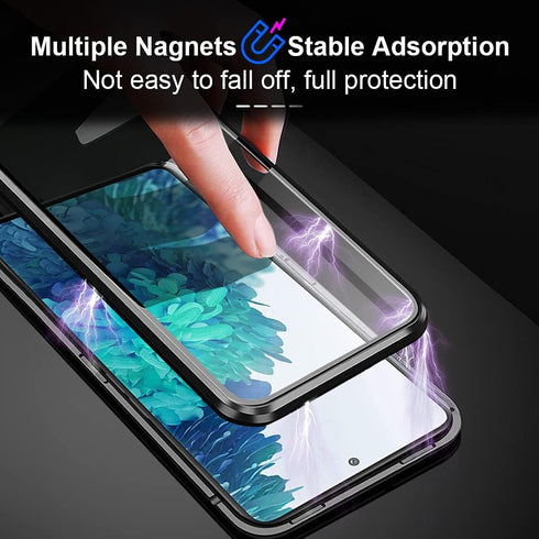 QUIETIP Compatible Case for Samsung Galaxy S20 FE, Magnetic Metal Clear Glass Case, Thin Body, Purple