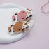 2 Pack Cute Cow Airtag Leather Keychain Holder Case, Kawaii Cow Key Ring Cover for Apple Airtag