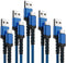 Nylon Braided USB Type C Cable 5-Pack (3/3/6/6/10FT) Fast Charger for Samsung Galaxy S9, LG V30, Google Pixel & More.