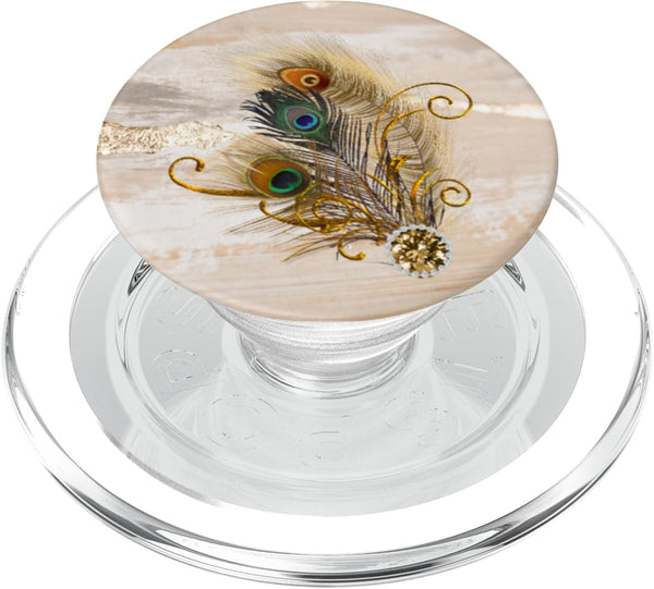 SillyMe Peacock Feathers Gold Collapsible PopSockets PopGrip for MagSafe