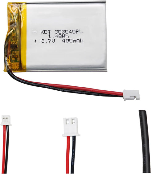 KBT KEEP BETTER TECH KBT 3.7V 400mAh Li-Polymer Battery: 303040 Rechargeable Lithium-ion Batteries Replacement with 2.0